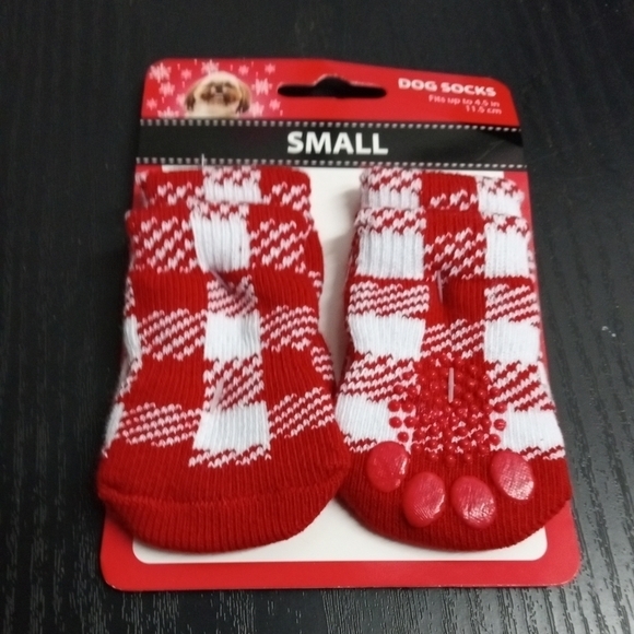 New Red & White Dog Socks Size Small - Picture 1 of 1